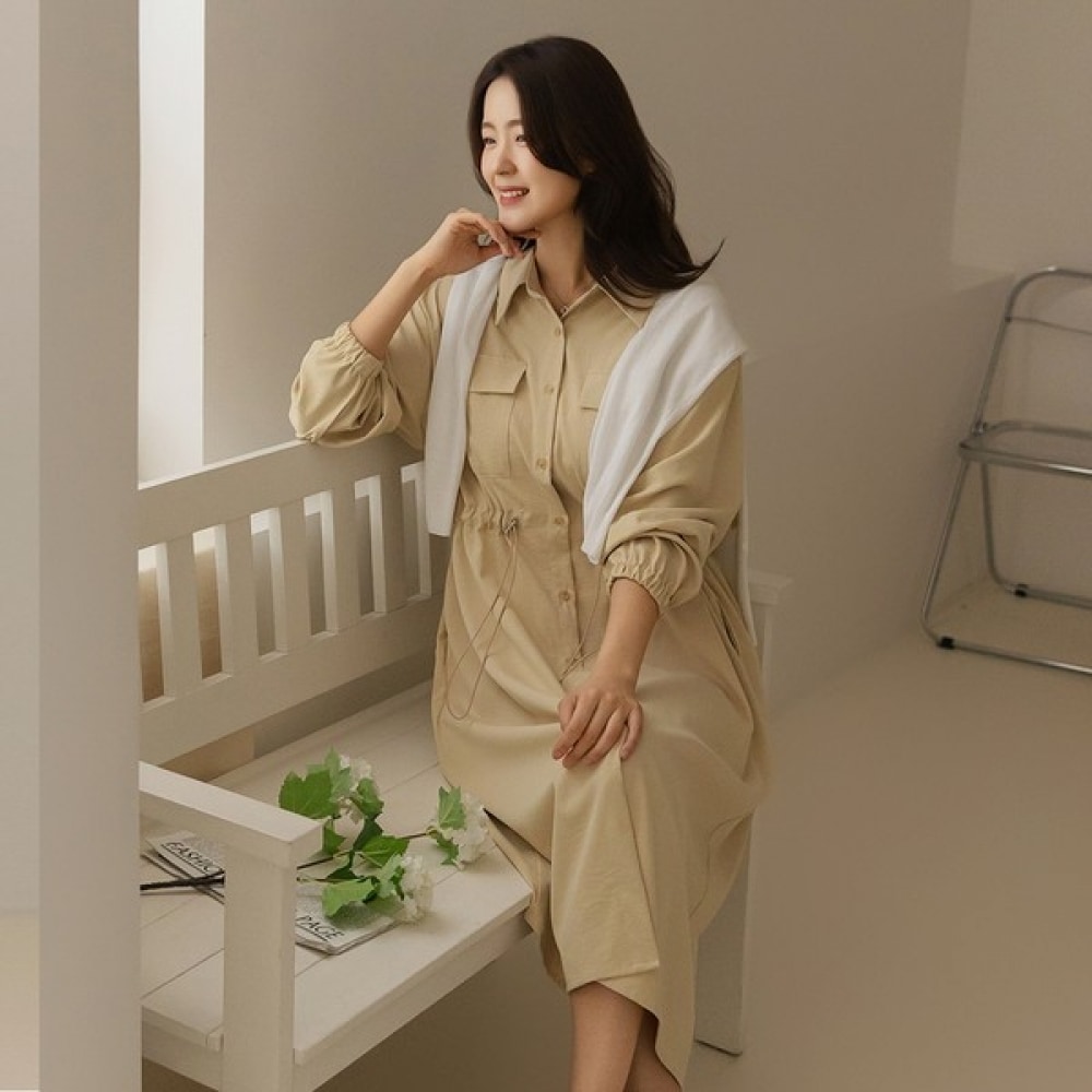 [Elysia] ラットストリングシャツバンディングドレス