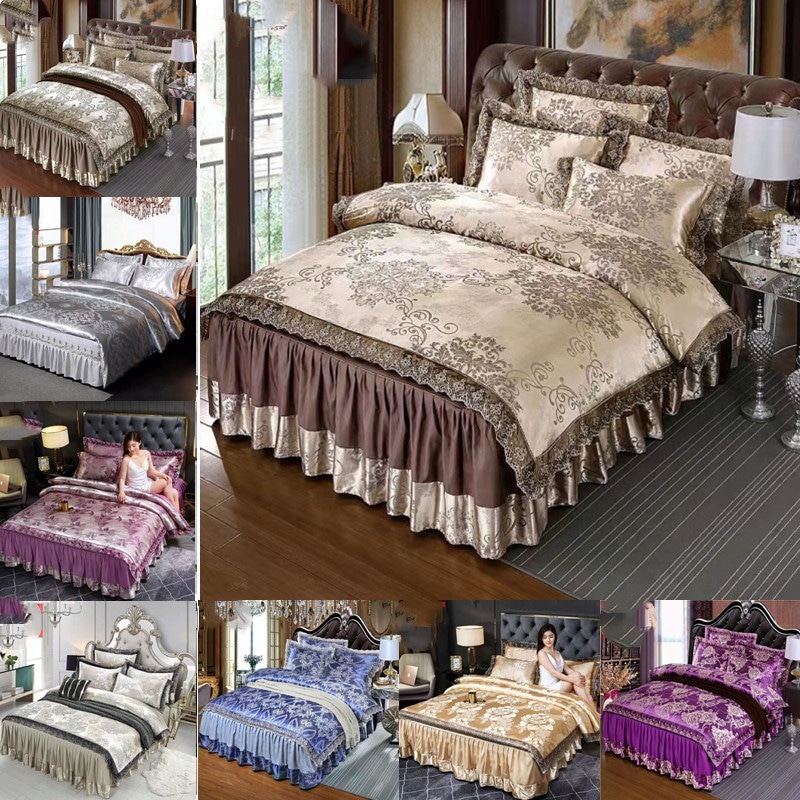 ベッド用品 ベッドスカート 4点セット 掛け布団カバー 枕カバー防臭 洗える 防ダニ セミダブル