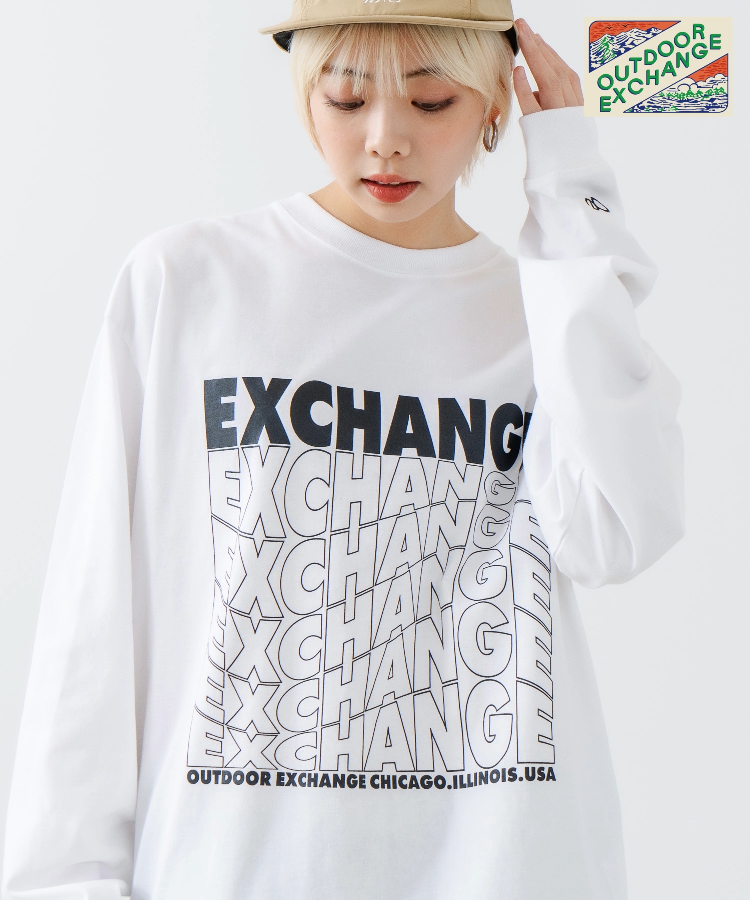【OUTDOOR EXCHANGE】ウェーブロゴ プリント ロンT メンズ レディース ユニセックス アウトドア エクスチェンジ 5,005円