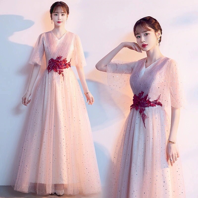 【急速出荷!】大合唱公演服レディースロングスカート大人2025赤歌司会者ドレス詩朗読コマンド制服