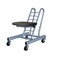 ルネセイコウ　ビニルレザー＆クッション座面タイプキャスターチェア　ムーブスマート 　ブラック/シルバー　日本製　PMS-10A