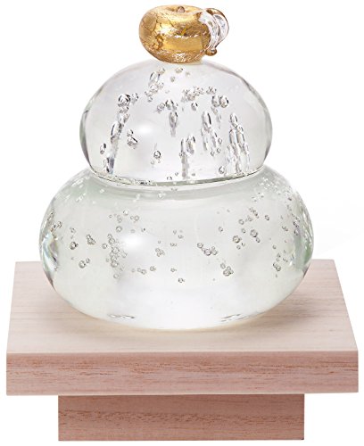 アデリア 置物 オーナメント 粋工房xアデリア 福重ね鏡餅 金 [ガラス/鏡餅/木台付/ハンドメイド] 日本製 化粧箱入 正月 正月飾り F-47144