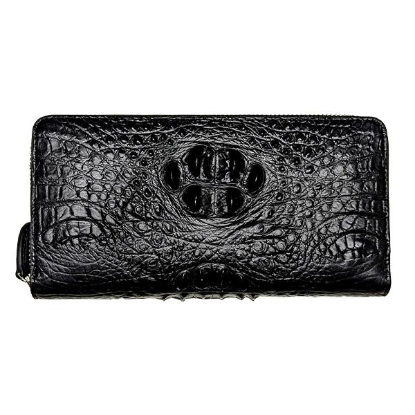 「高級クロコダイルクラウン長財布」 (ブラック/モカ/キャメル/グリーン) 長財布 クロコダイル 一枚革