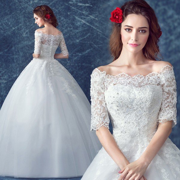 ウエディングドレス 袖あり エンパイア 二次会 ウェディングドレス 秋冬 安い 結婚式 プリンセス 花嫁 ドレス 披露宴 ロングドレス ブライダル 白 大きいサイズ