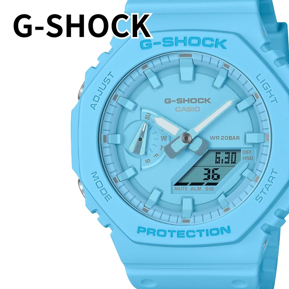 G-SHOCK カシオ ジーショック 腕時計 メンズ 20気圧防水 ブルー ワントーン 八角形ケース アナデジ クオーツ ギフト プレゼント 男性 誕生日 記念日 海外モデル CASIO 時計 GA