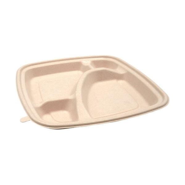 （まとめ）BB竹バガス弁当 N23-23A ラミ 227x227x高さ25mm （50枚）[x3]
