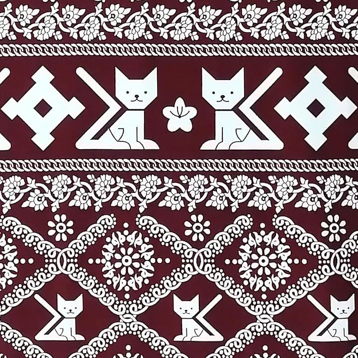 猫柄 タイパンツ生地 ハンドメイド 手芸用 アジアン エスニック 布(レッド 幅約150cm長さ約3m)
