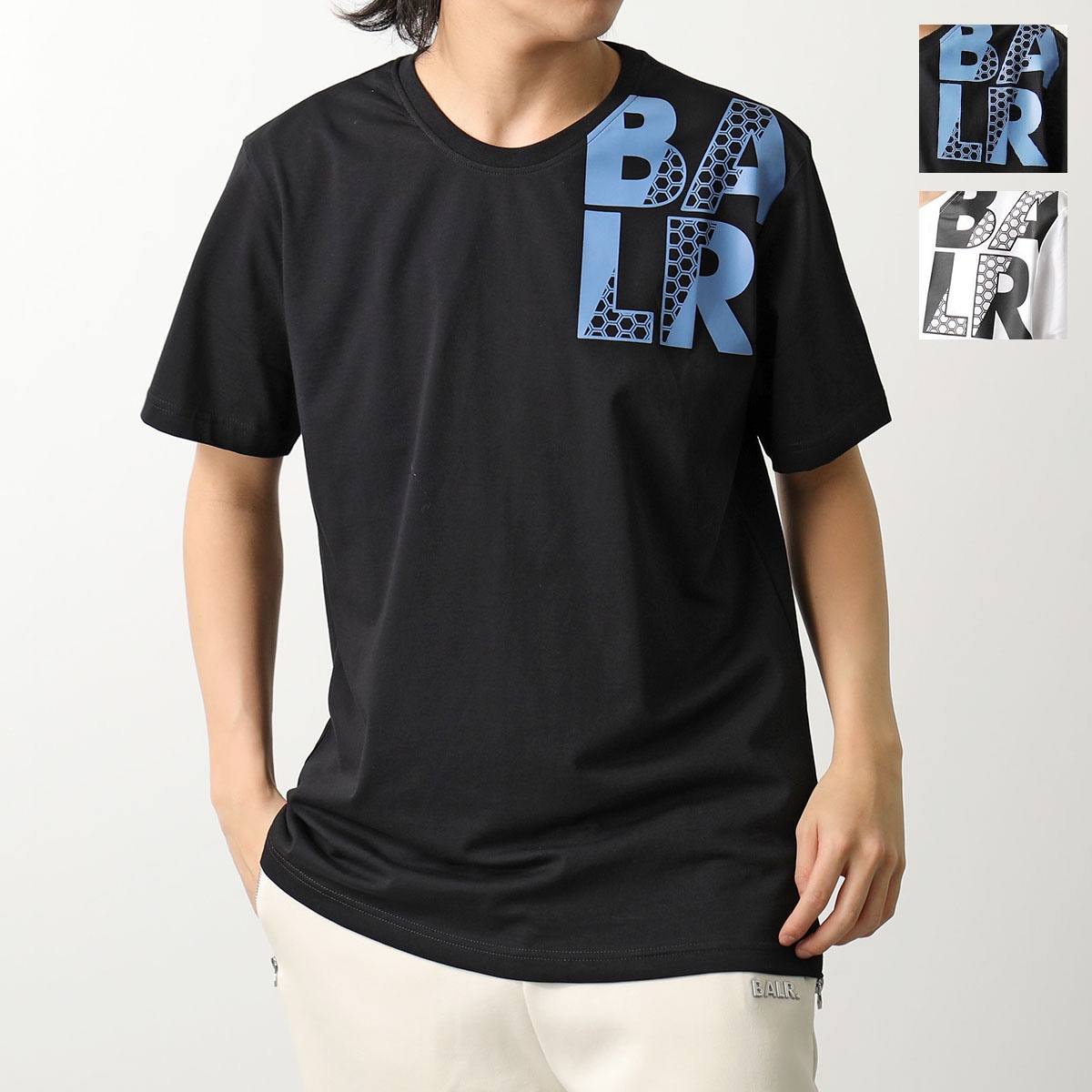 BALR. ボーラー 半袖 Tシャツ Hex Stripe Regular Fit T-Shirt B1112 1241 メンズ ロゴプリント コットン クルーネック カラー2色
