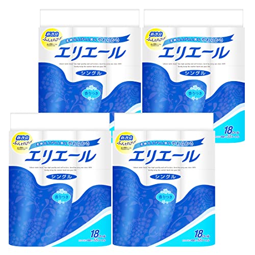 エリエール トイレットペーパー 55m×72ロール(18ロール×4パック) シングル パルプ100% リラックス感のある香り【ケース販売】