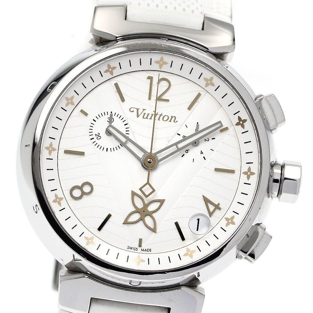 ルイ・ヴィトン LOUIS VUITTON QA093 タンブール ニューウェーブ クロノグラフ クォーツ メンズ 箱・保証書付き_885379【中古】