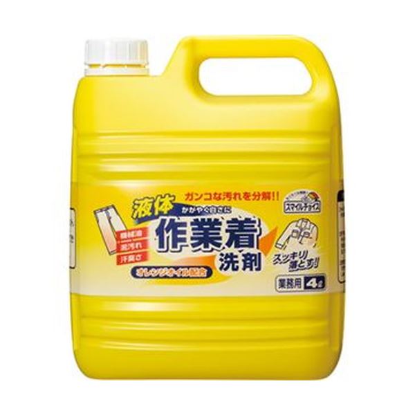 （まとめ）ミツエイ スマイルチョイス液体作業着洗剤 4L 1本[x10セット]