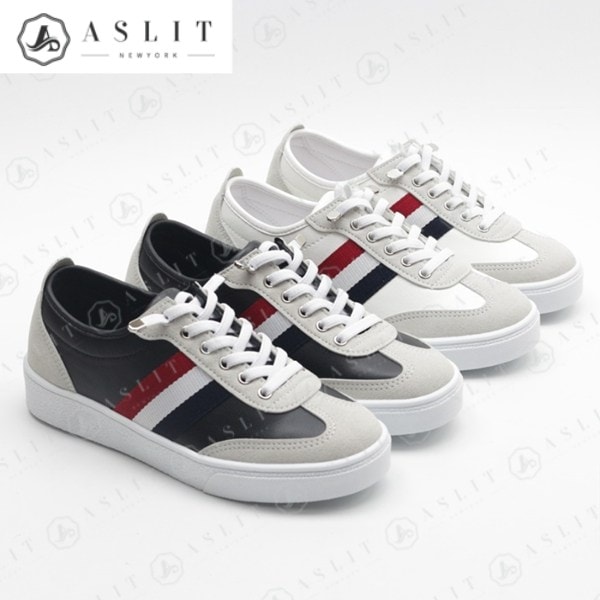 配色 バンド レースアップ レディース スニーカー 3cm スニーカー