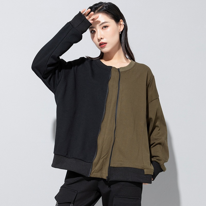 トップス トレーナー スウェット 袖あり 長袖 クルーネック ワイド ファスナー シンプル カジュアル おしゃれ お洒落 かっこいい レトロ こなれ感 ラフ メンズライク ボーイッシュ ユニセックス 9,585円