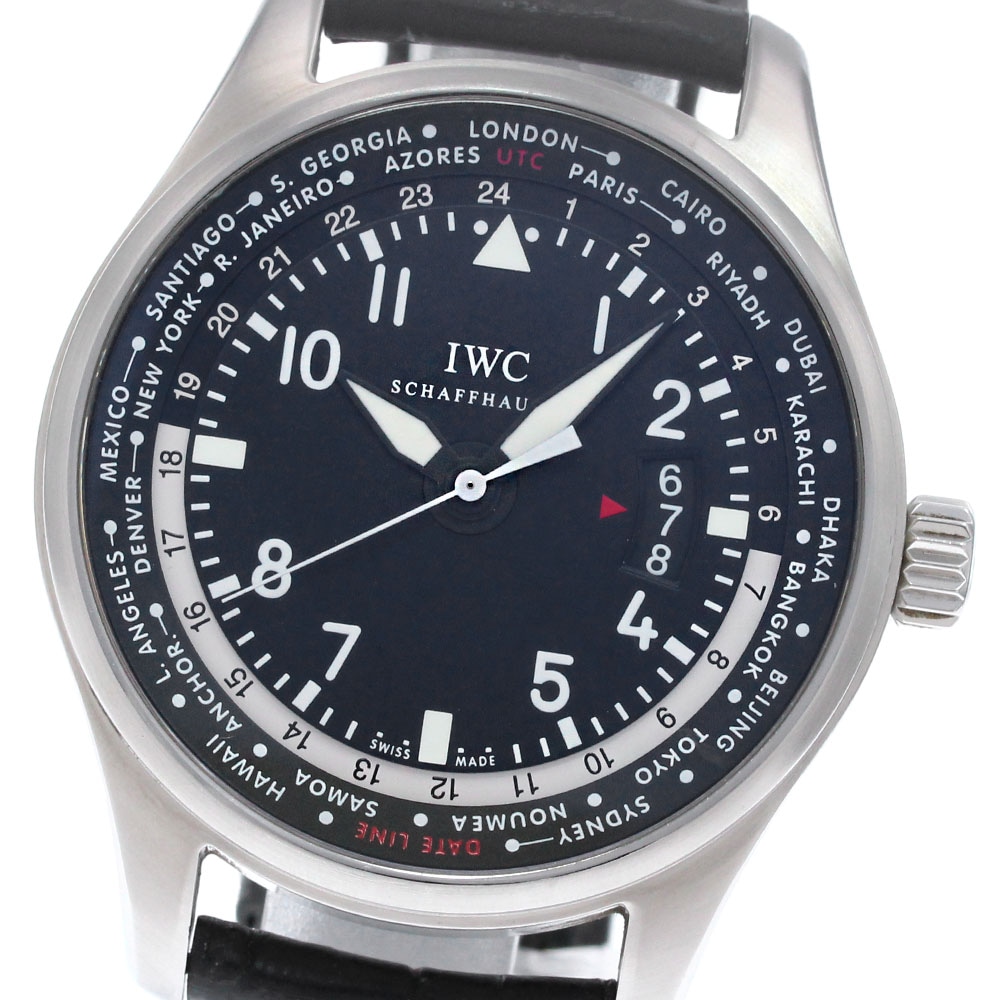 IWC SCHAFFHAUSEN IW326201 パイロットウォッチ ワールドタイマー デイト 自動巻き メンズ _845673【中古】