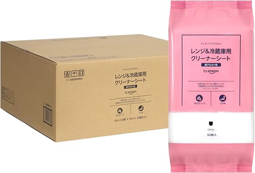 【ケース販売】 by Amazon レンジ&冷蔵庫用クリーナーシート 1440枚(60枚×24個)
