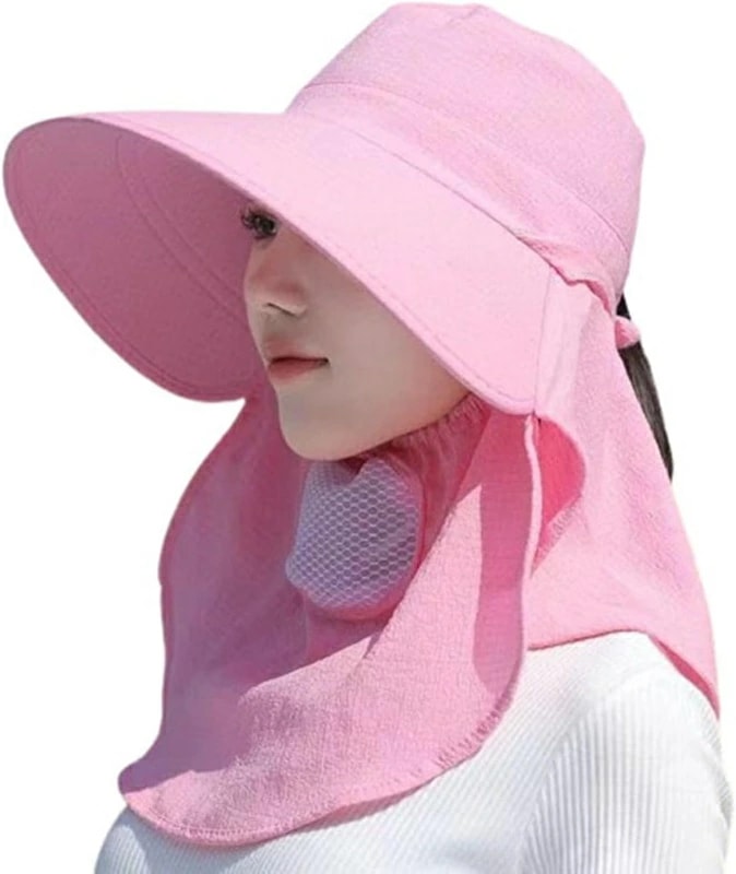 農園帽 レディース 日焼け防止 360度UVカット 花ピンク対策 日焼け対策 つば広 春夏秋 フェイスカバー付き 通気性 軽量 吸湿速乾 軽薄 防風 おしゃれ帽子 折りたたみ可 釣り 登山 ガーデニ