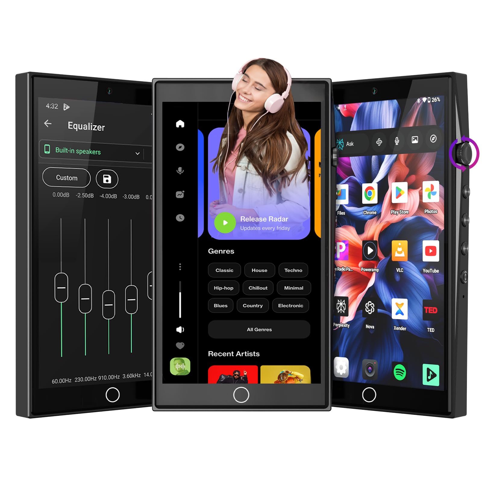 YEOODOP MP3/MP4プレーヤー Android13搭載 128GB 4.7インチタッチパネル Bluetooth/Wi-Fi対応 Spotify対応 デュアルカメラ搭載