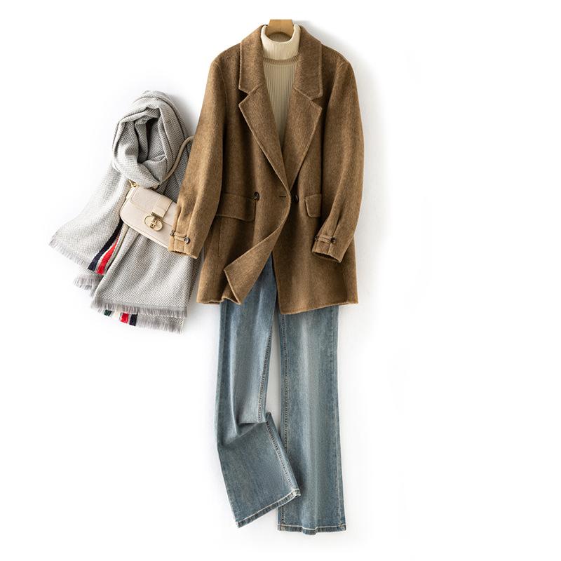 秋服 レディース ファッション オシャレ カワイイ シンプル 大人カワイイ 大きいサイズ ハイエンド オール ウール コート ロング スーツ カジュアル ジャケット