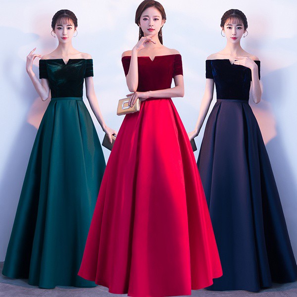 ドレス 大人 ピアノ 発表会 ロングドレス 袖あり 結婚式 ワンピース オフショルダー ロング