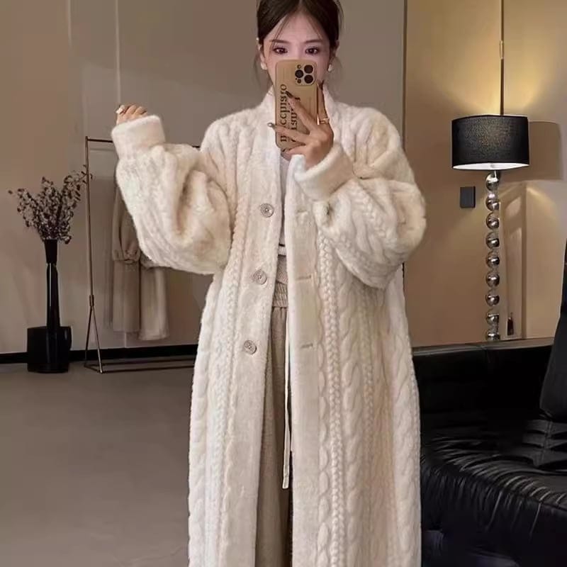 【激安販売】大好評人気 フェイクファー 厚手ロング丈フェイクミンクファーツイストミンクカーディガン皮毛一体エコファーコート毛皮コートレディース 冬 ファー 毛皮アウター