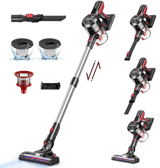 コードレス掃除機 軽量 スティッククリーナー ハンディ掃除機 2WAY サイクロン 着脱式バッテリー 40分間稼働 ブラシ付き隙間ノズル 家庭用/車用/畳/フローリング 回転角度自由 LEDライト付