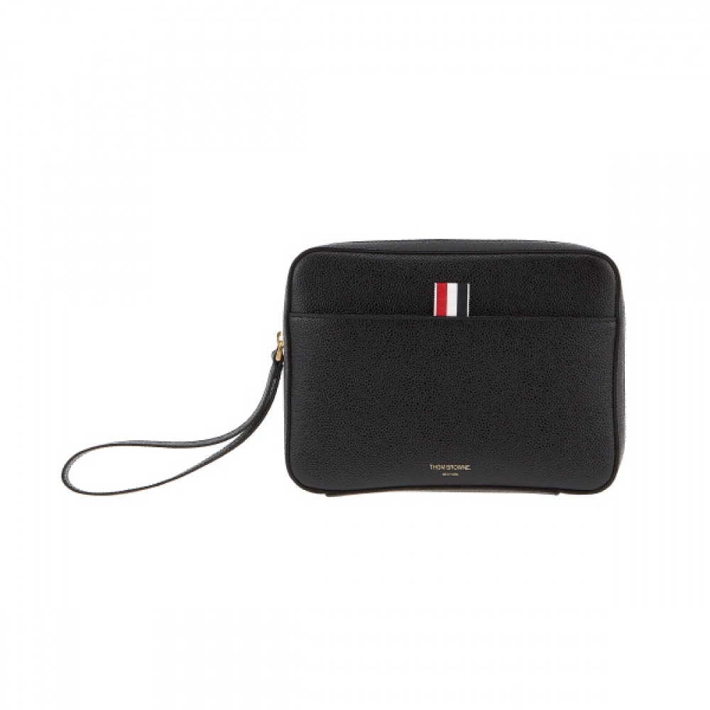 トムブラウン MAC067A 00198 001 ペブルグレインスリーラインタブポーチバッグ