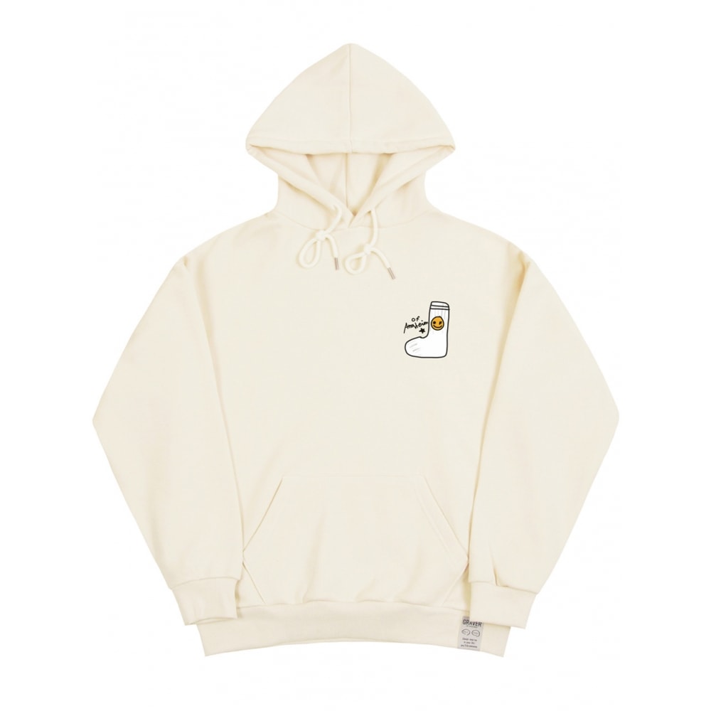 GRAVER ソックス ドローイングスマイル ロゴ フードティークリーム