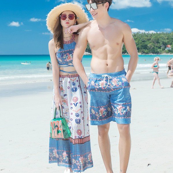 カップル 水着 ペアルック レディース ビキニ 上下セット 3点セット メンズ サーフパンツ スイム