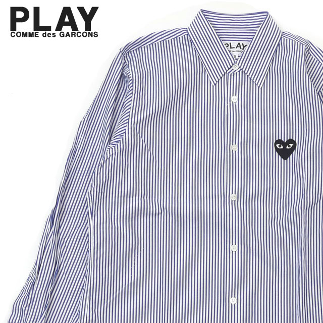 プレイ コムデギャルソン PLAY COMME des GARCONS MENS BLACK HEART STRIPE L/S SHIRT 長袖シャツ BLUE ブルー