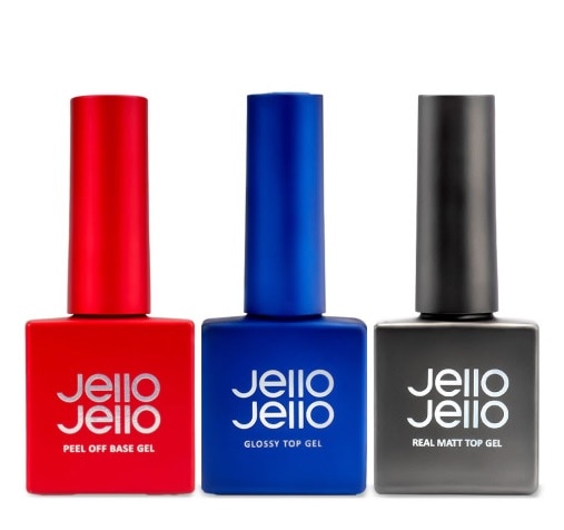 JELLO JELLO / Basic Set of 3 Peel-off Base Matte Top Gel Non-Wipe Glossy Top Gel