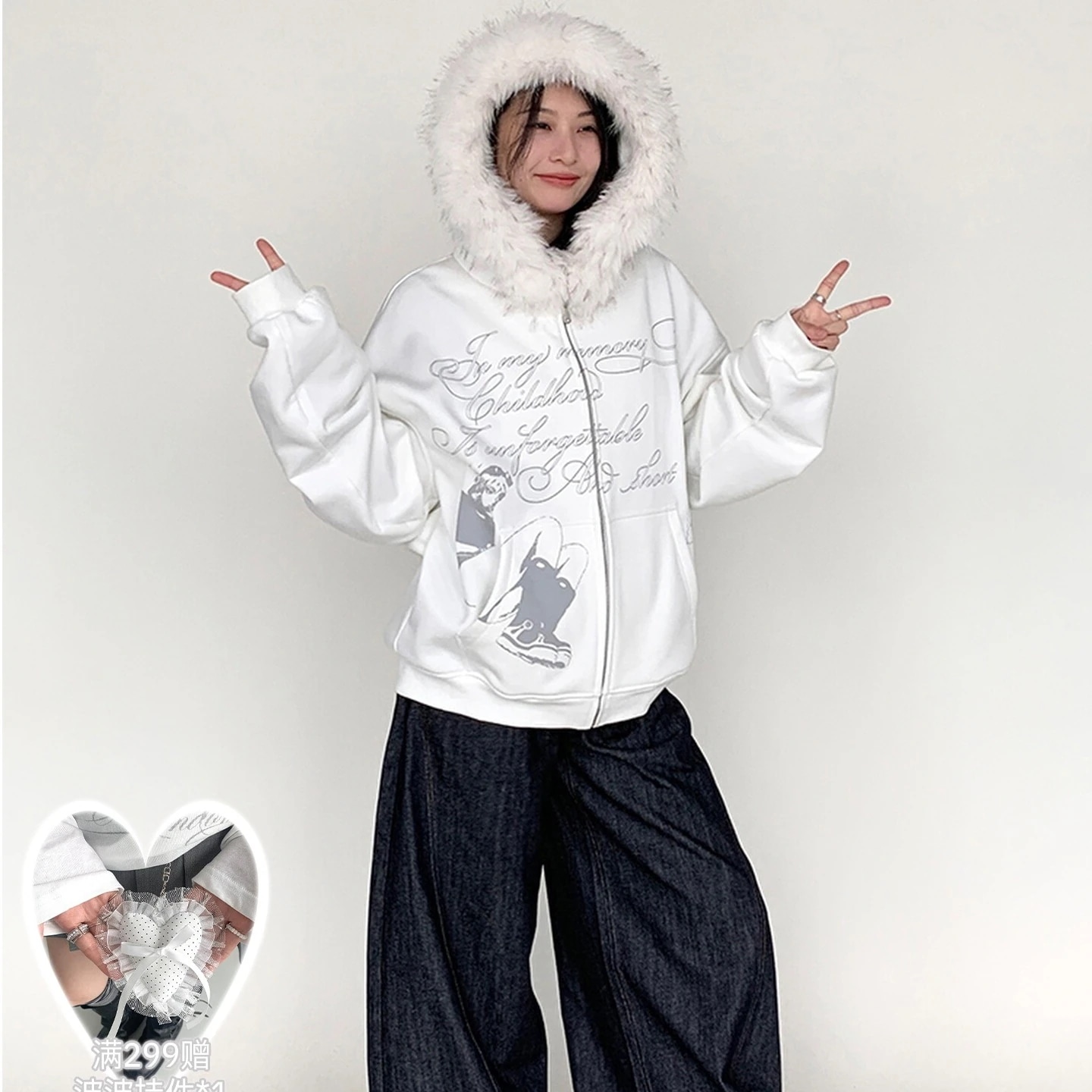 贈り物2026 秋冬 韓国っぽ 防寒 暖かい厚手 裹起毛 アウタートレンド プリントかわいい レディース ブルゾンフード付きロング丈 長袖トップスカジュアルファッション系フルカラーダコーデトラックフェ