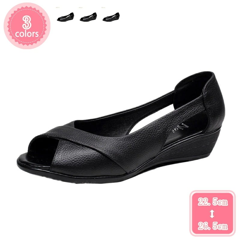 1000円OFFクーポン レディース オープントゥ パンプス ローヒール ウェッジソール サンダル 屈曲性 軽い 快適 安定感 柔軟性 通気性 ナースシューズ 大きいサイズ ぺたんこサンダル 長時間