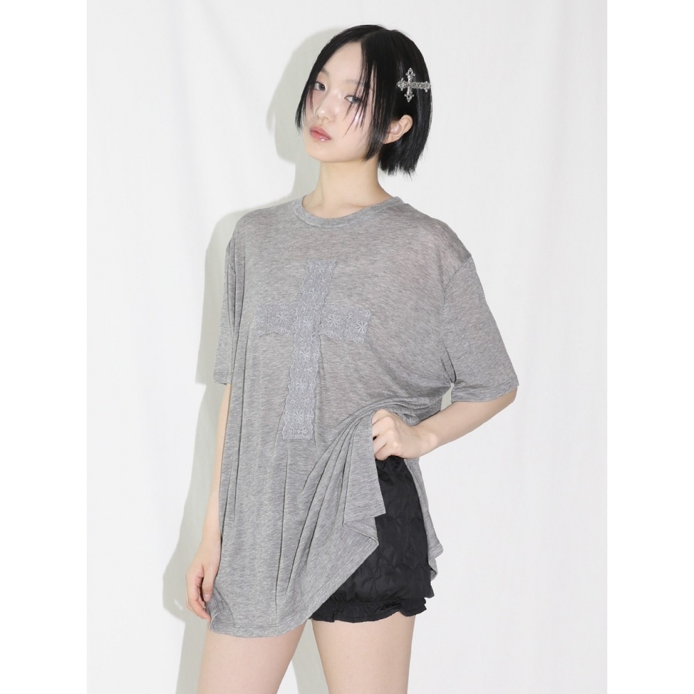 クラットスタジオレースクロスハーフ T シャツグレー 8,455円