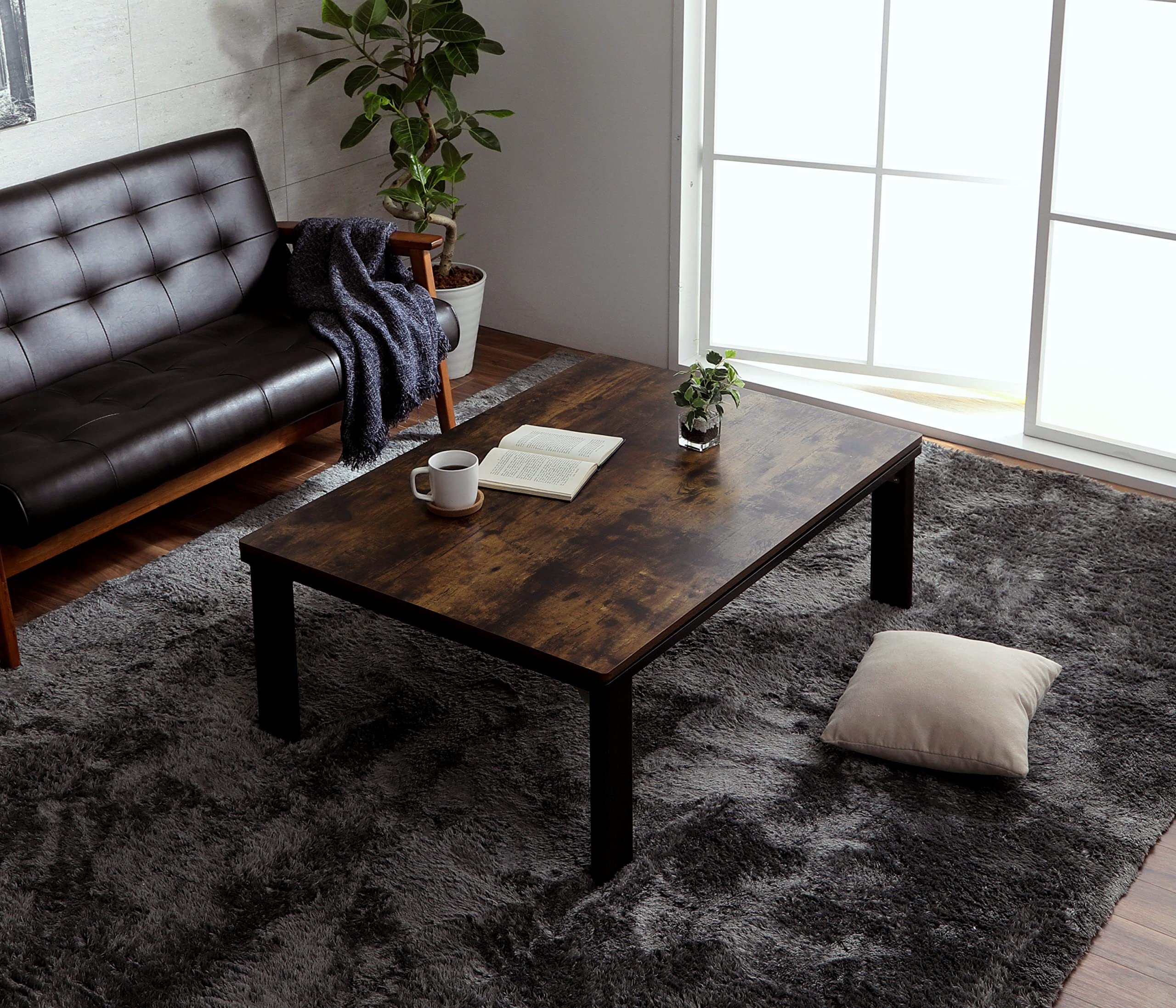 イケヒコ こたつ テーブル 台 机 長方形 アルト ブラウン 約75*105 ローテーブル 折れ足 木目調 ヴィンテージ オールシーズン 年間 新生活 1380000025743