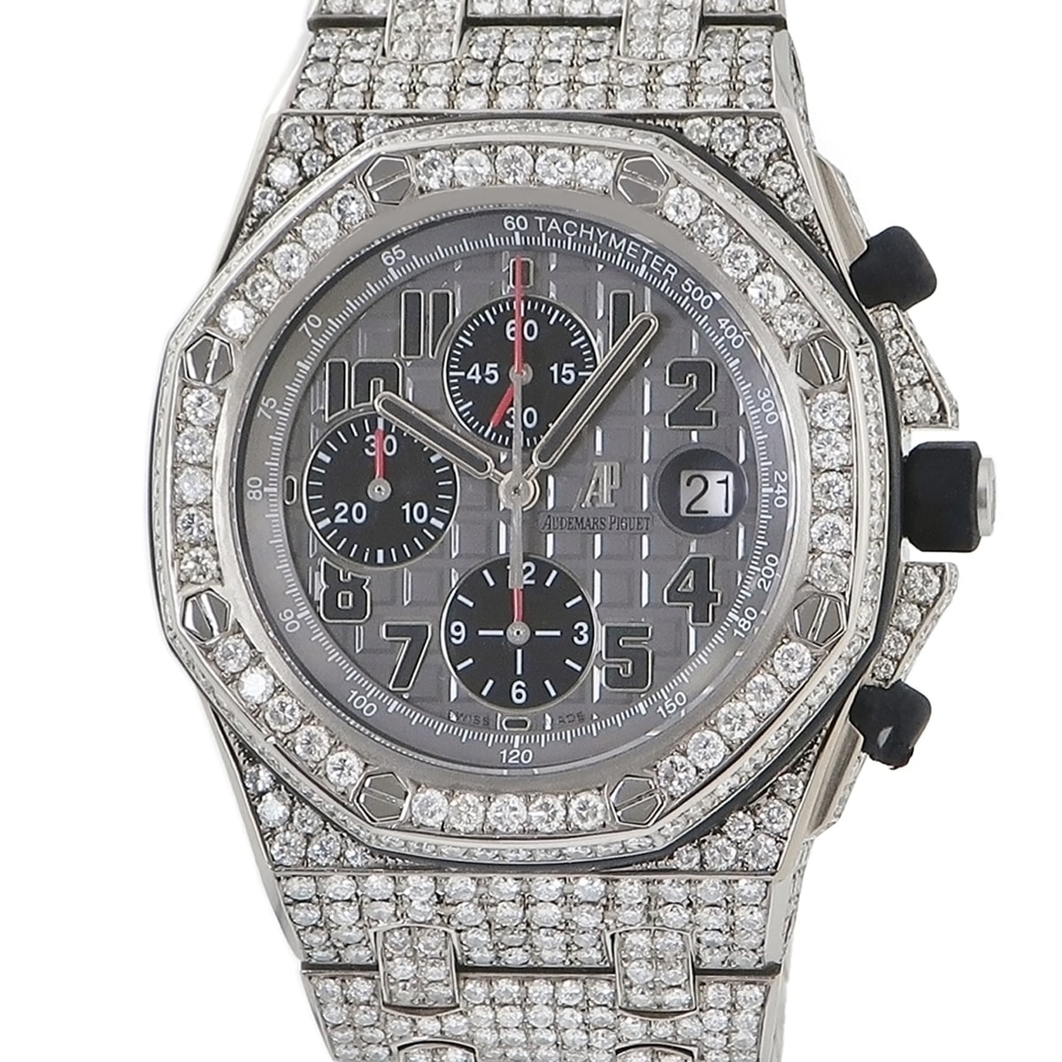 ロイヤルオーク オフショア クロノ 26170TI.OO.1000TI.01 自動巻き メンズ ダイヤ 黒 アラビア 赤針 3年保証