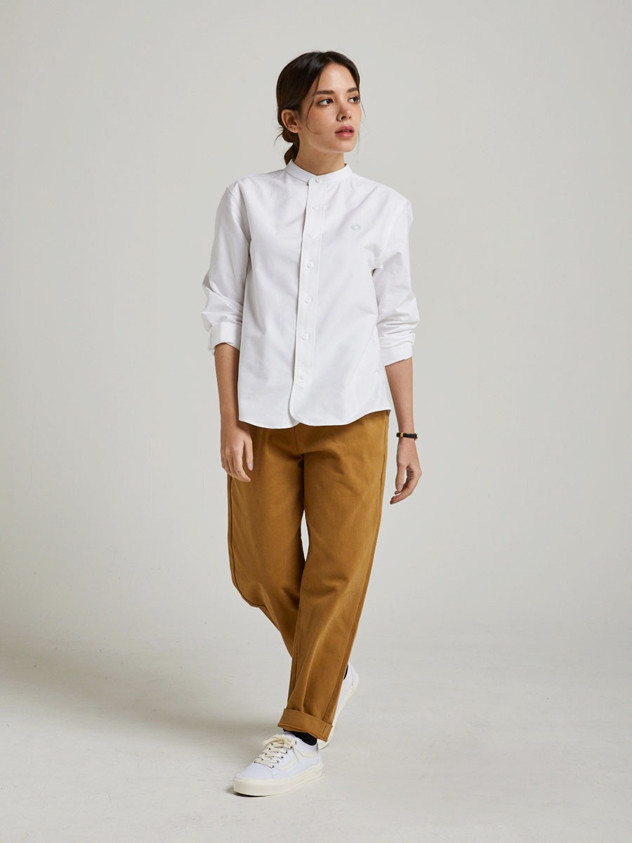 Woman / Washing Cotton Basic Pants / Deep Beige