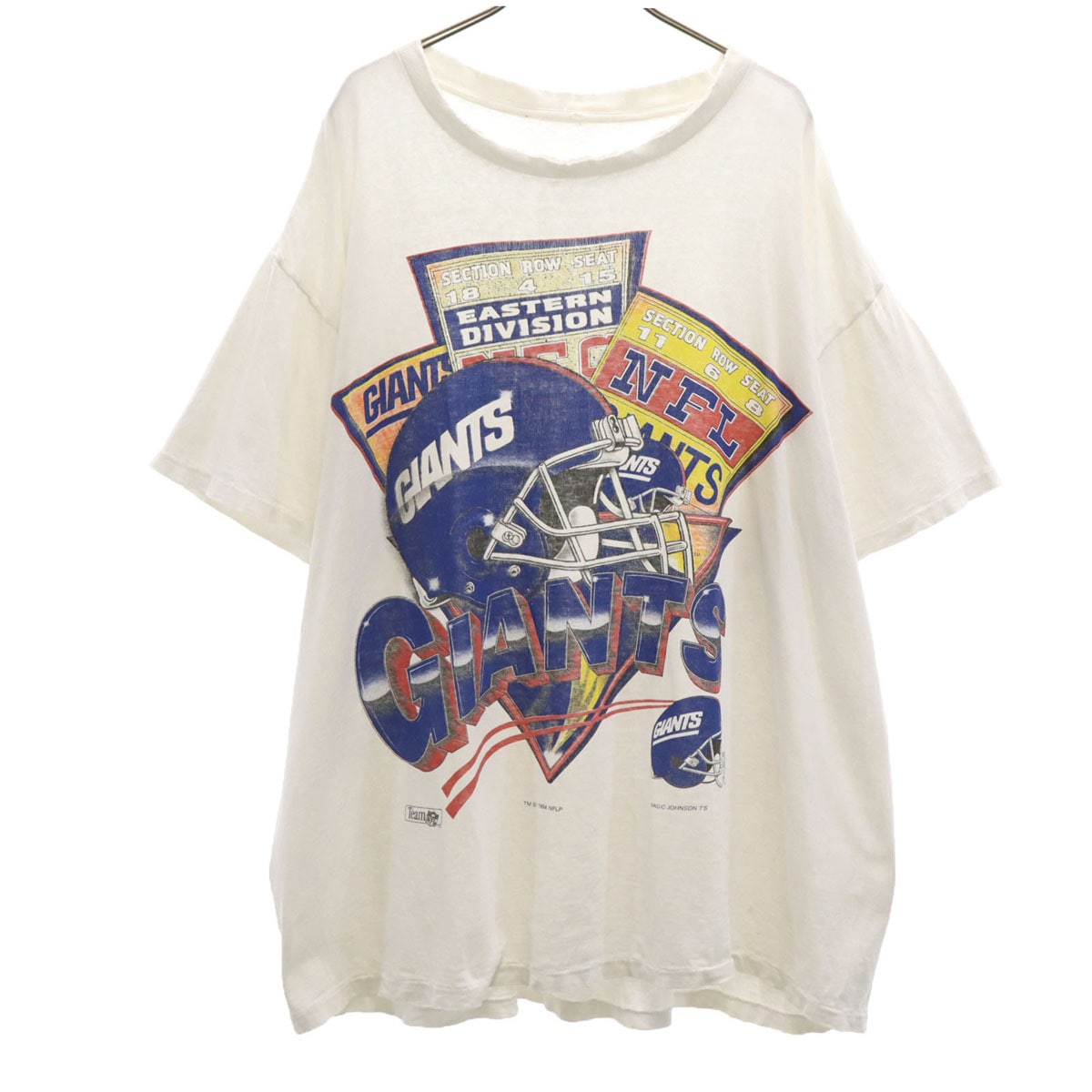 90s オールド NFL ニューヨーク・ジャイアンツ 半袖 Tシャツ ホワイト シングルステッチ GIANTS メンズ 古着