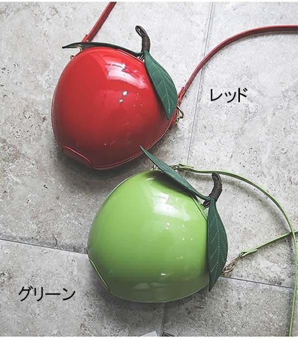 バッグトートバッググリーン レディース PU レッド ショルダー りんご リゾート バッグ デート 鞄 可愛い 日常