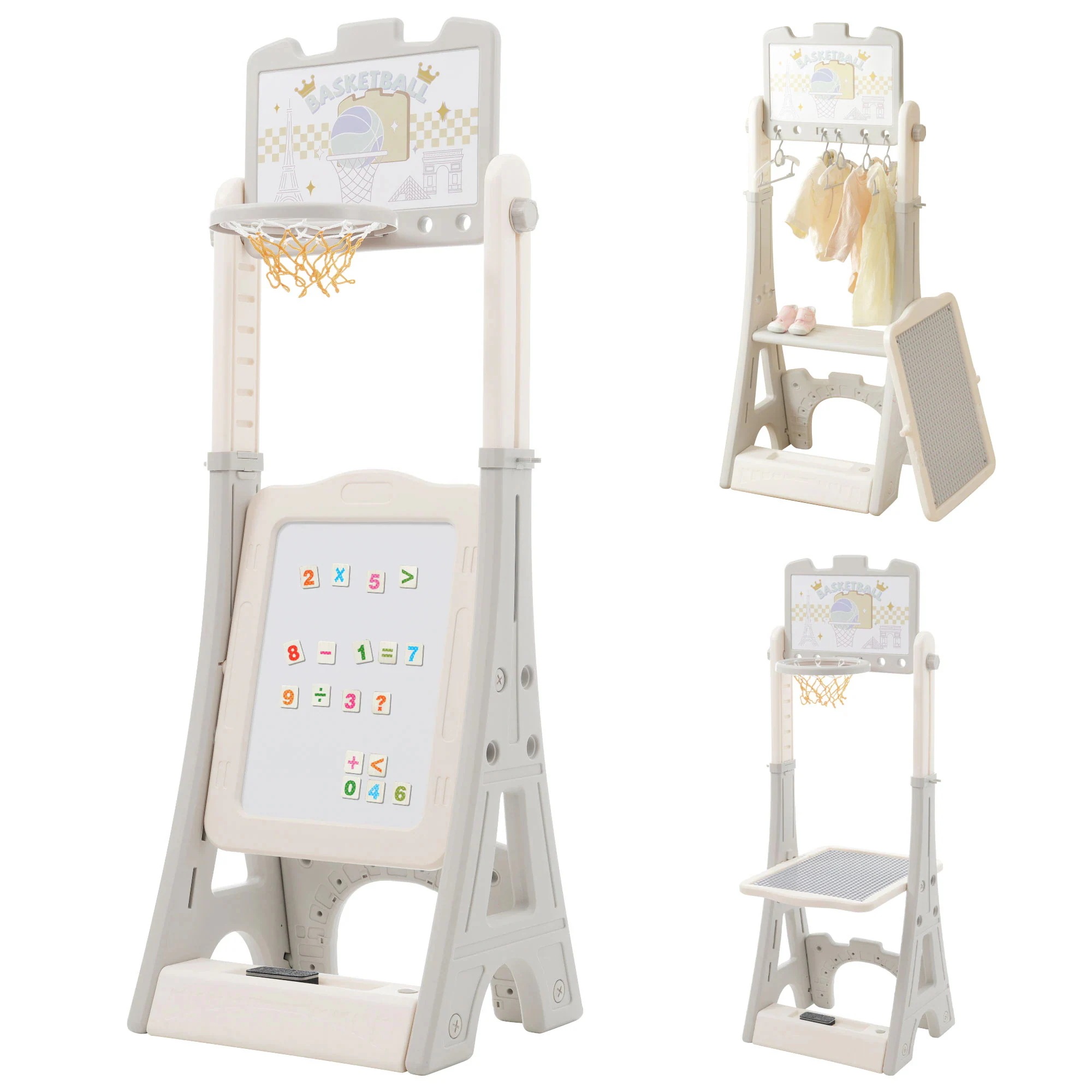 多機能お描きボード 7in1　バスケットゴール ハンガー　積み木デスク 描きボード　室内 遊具 キッズ キッズパーク 子供