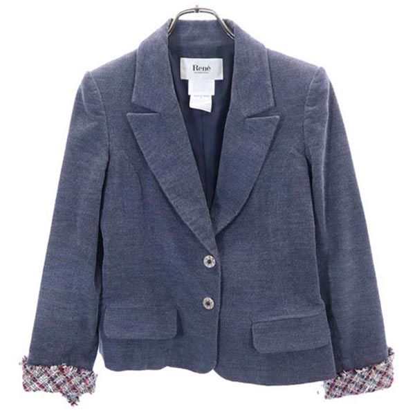 ルネ コーデュロイ テーラードジャケット 36 青系 Rene レディース