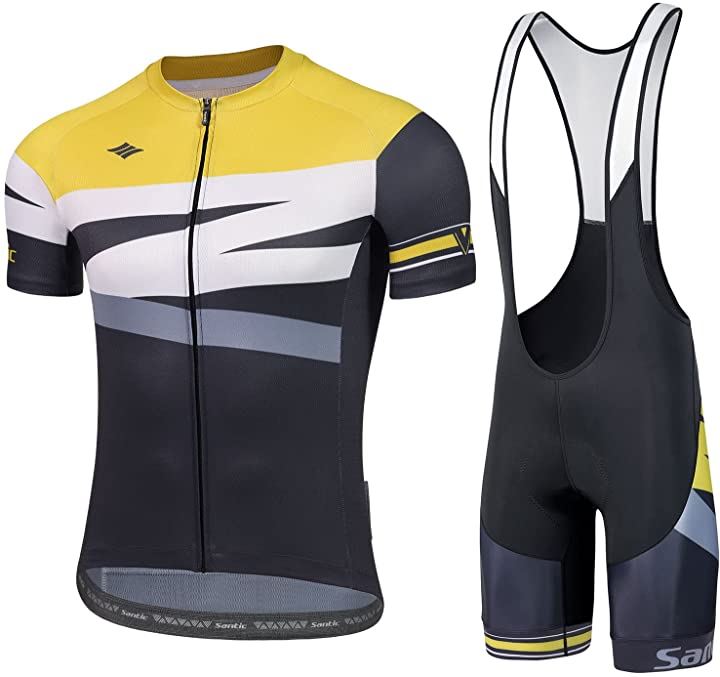メンズ サイクルジャージ 上下セット 半袖 サイクルウェア サイクリング ジャージセット ビグパンツ 自転車ウェア 4Dパッド ロードバイク 夏 吸汗速乾 通気(イエロー, XL)