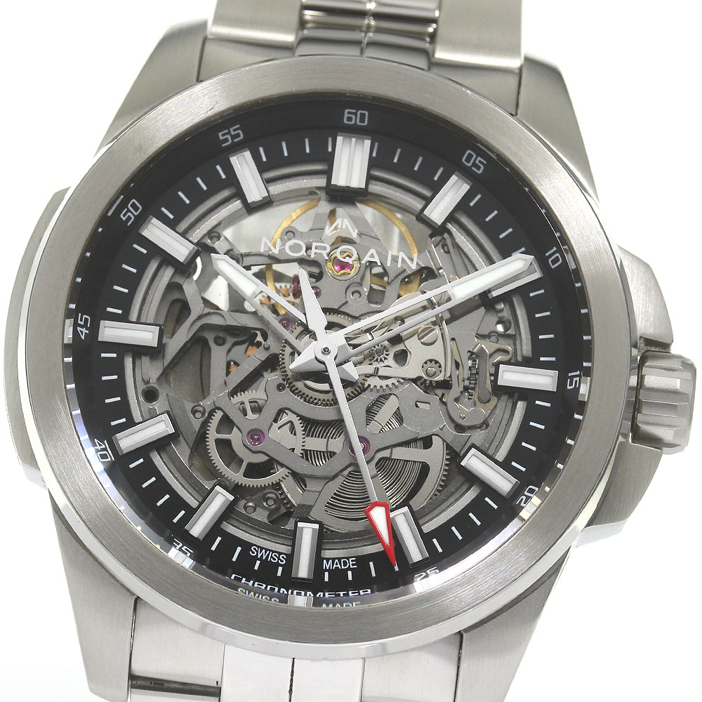 ノルケイン NORQAIN N3000S03A/301/102SI インディペンデンス スケルトン 自動巻き メンズ 良品 箱・保証書付き_844228【中古】
