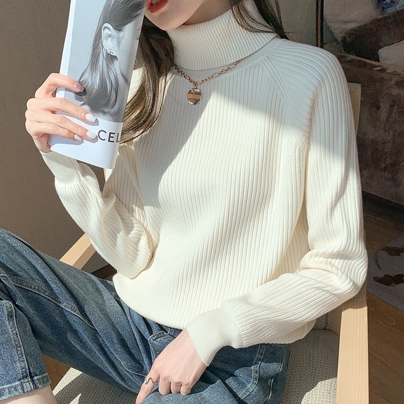 トップス ニット レディース 秋冬 きれいめ 長袖 長袖 タートルネック スタンドカラー スリム ふわふわ リブ リブニット 白 ホワイト オフホワイト モノトーン S M L XL 2XL ジャスト 5,863円