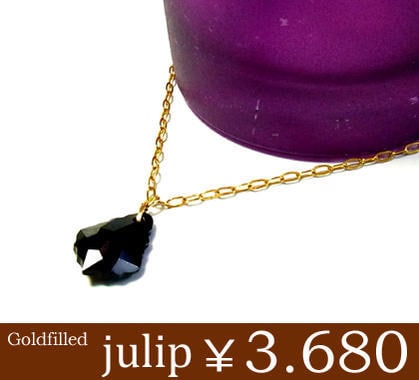 julipブラックスワロフスキーゴールドゴールドフィルドネックレス/ロングネックレス/ゴールド/Go