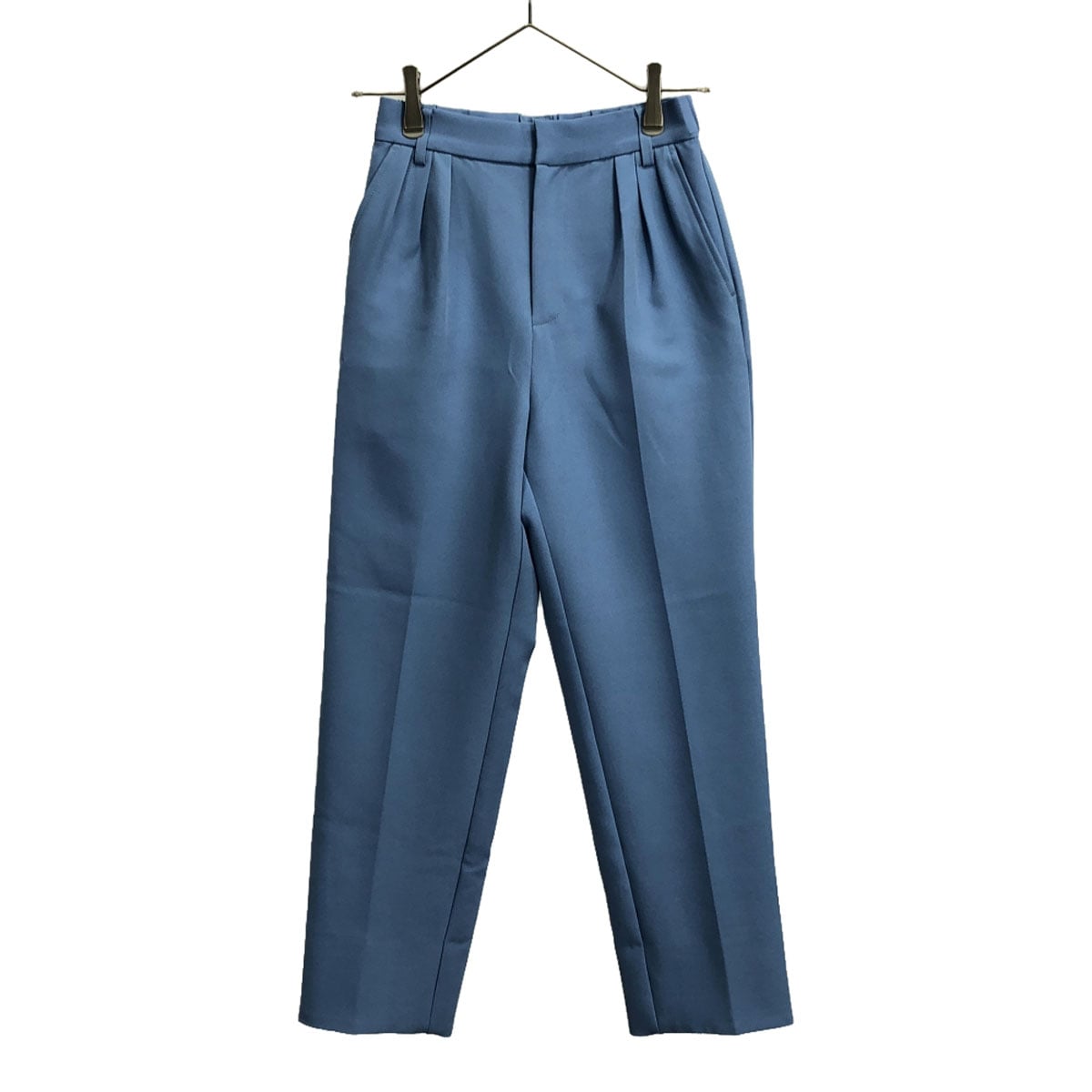 タック テーパードパンツ S ブルー センタープレス レディース 古着