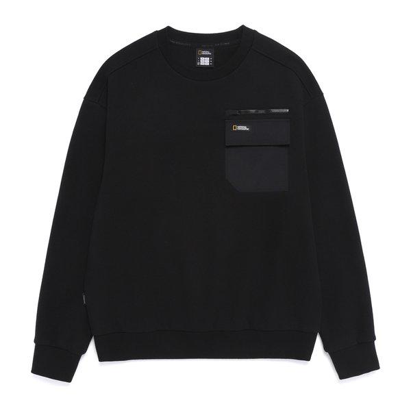 N261USW050 胸ポケット セミオーバーフィット ハイブリッド スウェットシャツ BLACK