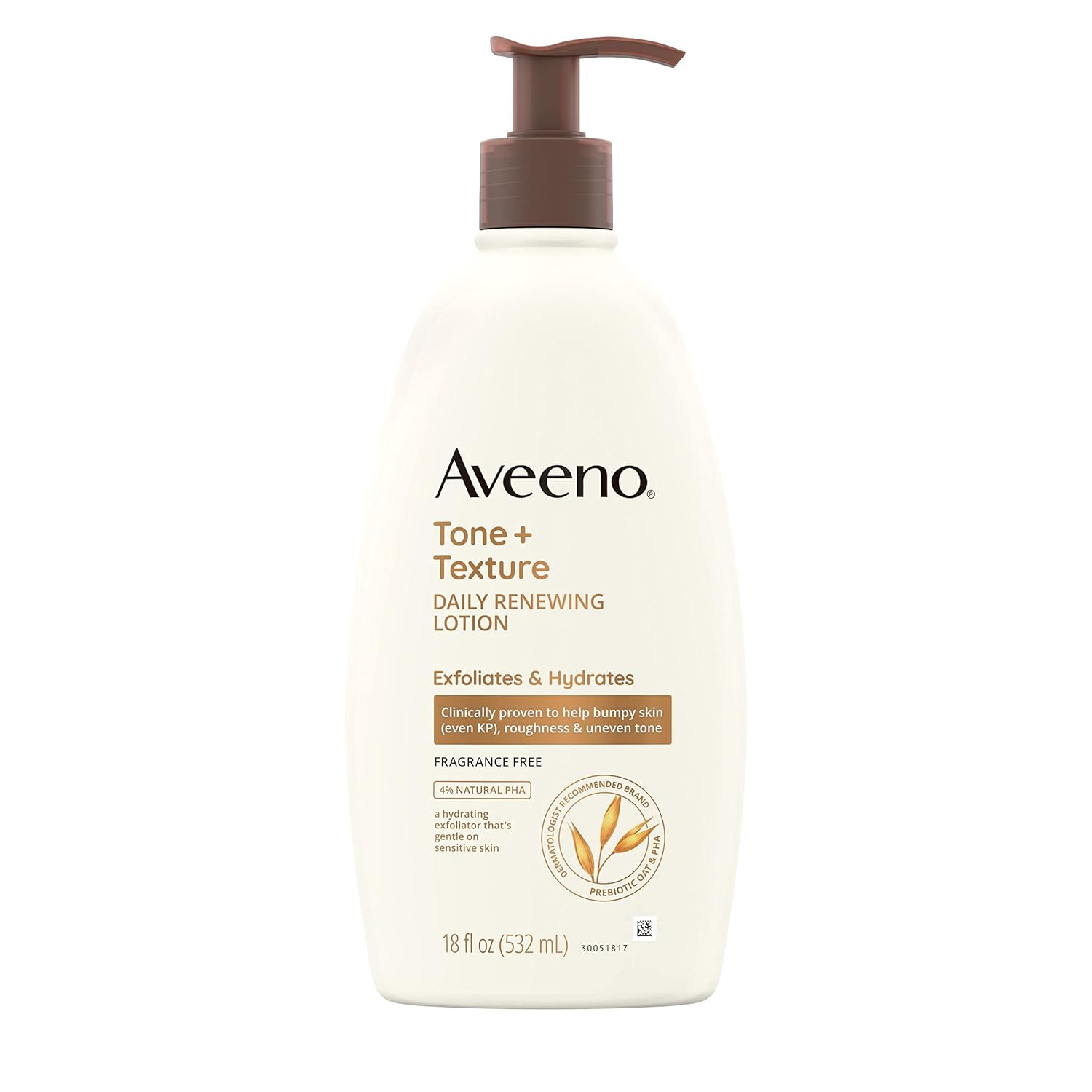 Aveeno Tone + Texture Daily Renewing Lotion with Prebiotic Oat, Gentle Lotion は敏感な肌を角質除去および水分補給することで