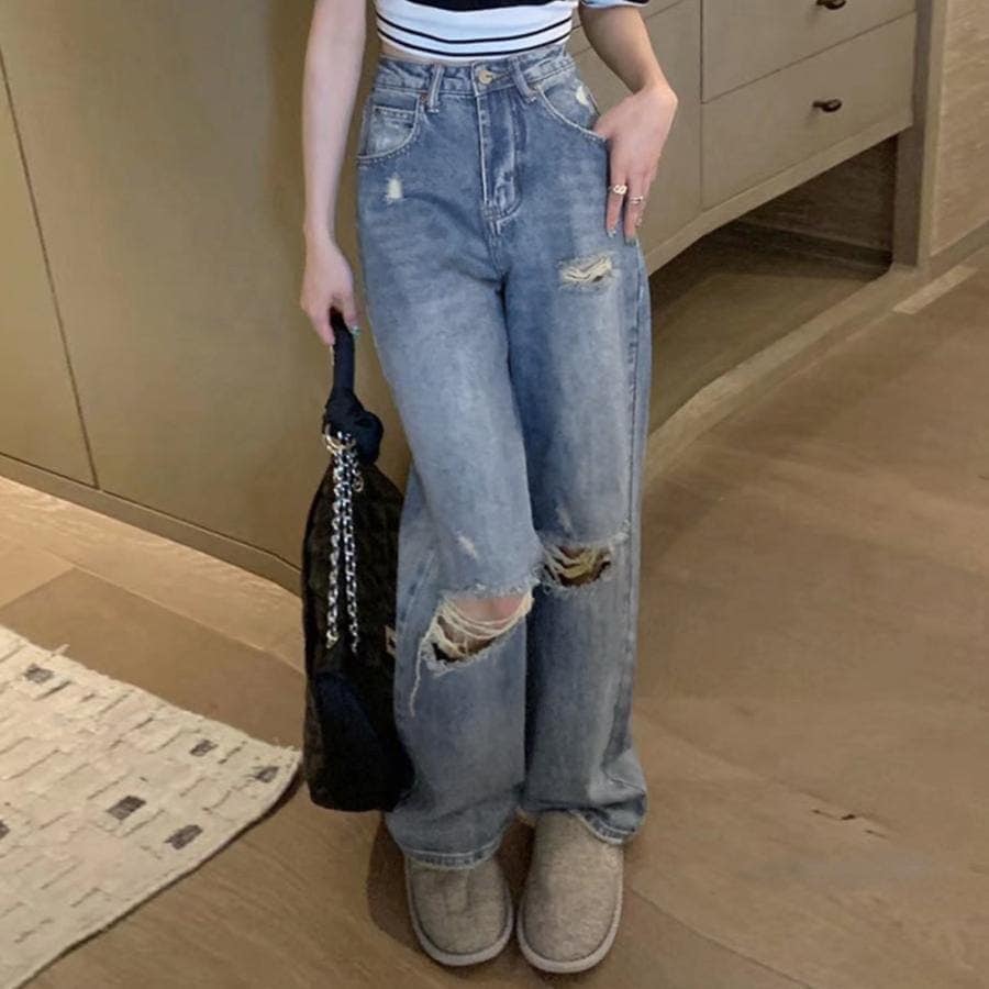 出荷が早い着た瞬間に高見え！デニムパンツ ダメージデニムレディースクラッシュデニム ファッション