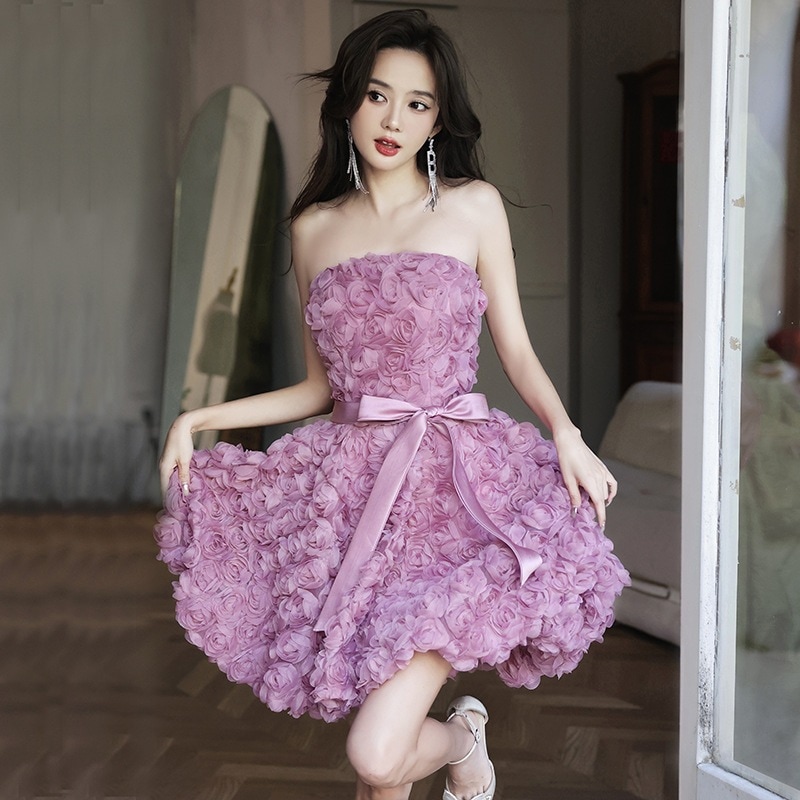 【2枚購入で 3oo円OFF】バンケット女性のための小さなドレス誕生日パーティーハイエンドストラップレスドレス