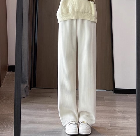 レディース パンツ ボトムス ルームウェア ストレートパンツ ロング フェミニン もこもこ ハイウエスト かわいい 大人可愛い きれいめ シンプル カジュアル 上品 おしゃれ レトロ こなれ感